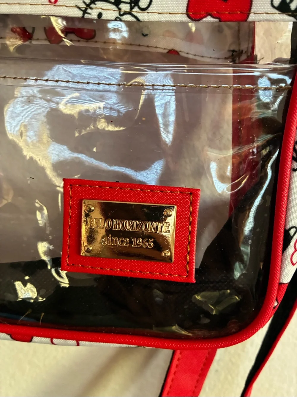 Hello Kitty Clear Crossbody Tote with Red, White, and Black Accents